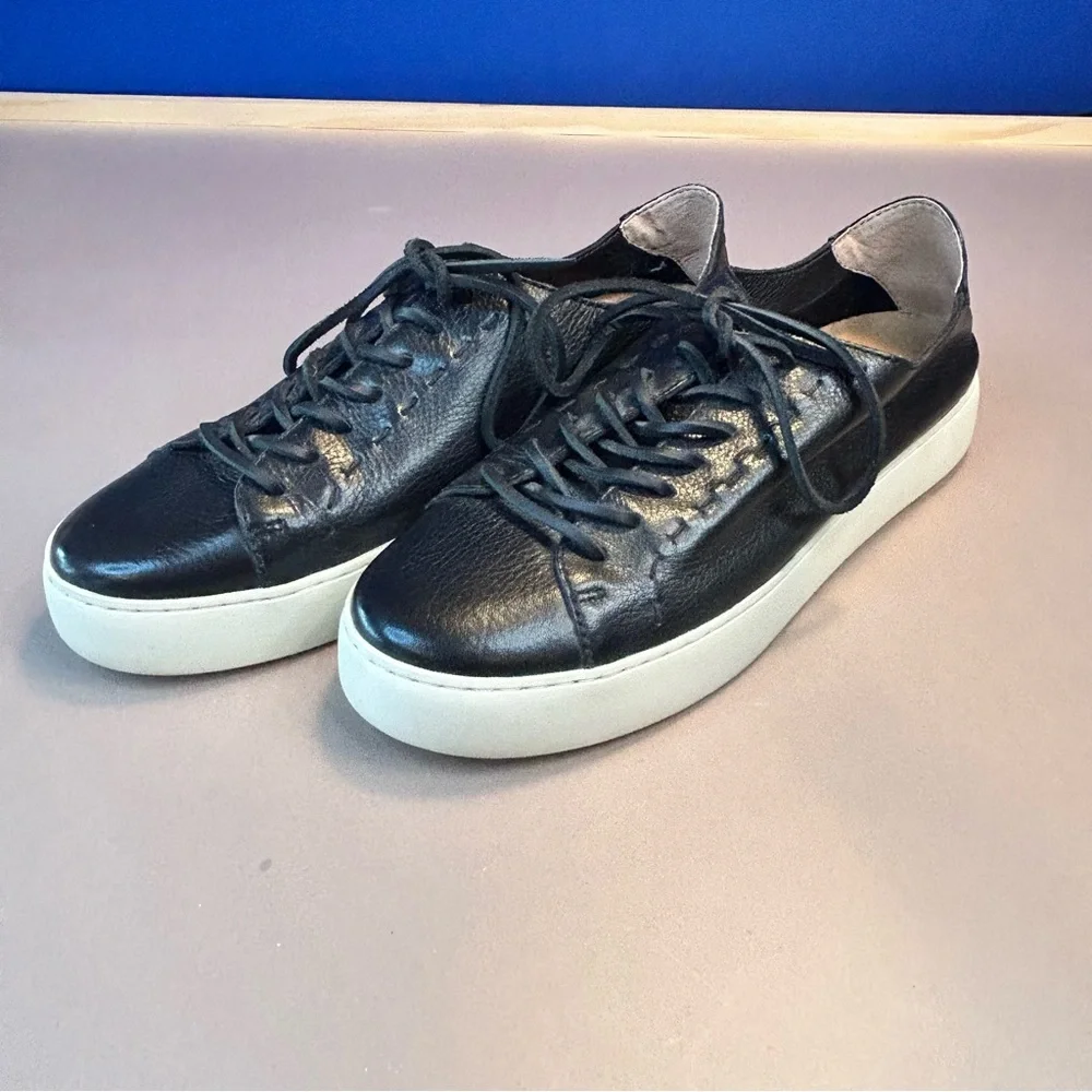 Frye Lena Low Lace Sneakers Leather Black Women’s Size 10M Shoes - Picture 4 of 10